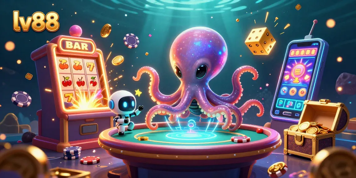 Experience thrilling gameplay at lv88 with an exciting scene featuring an alien octopus and a vibrant casino atmosphere.