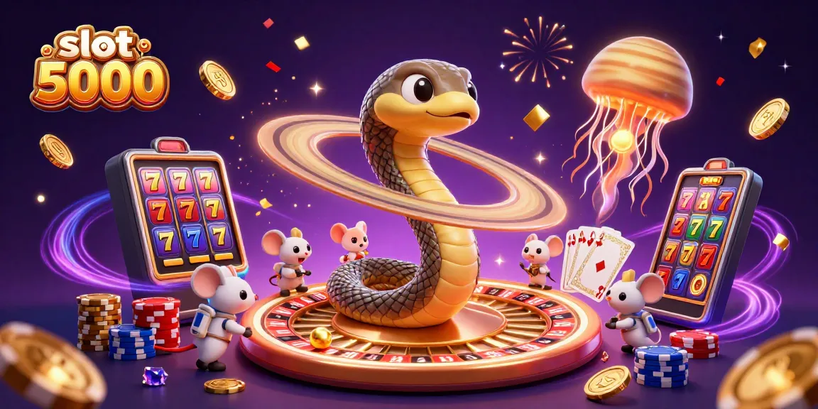 Spin and win at slot deposit 5000 features astronauts and cosmic elements in a vibrant 3D casino scene.