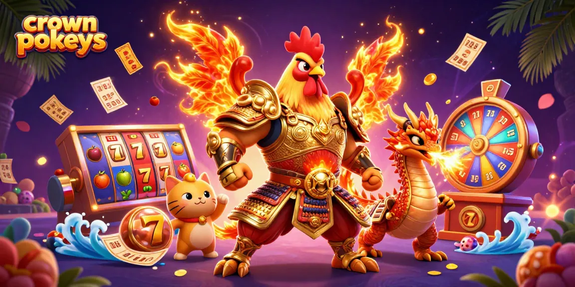 Experience the thrill of crown pokies with a captivating scene of animated characters and casino excitement.