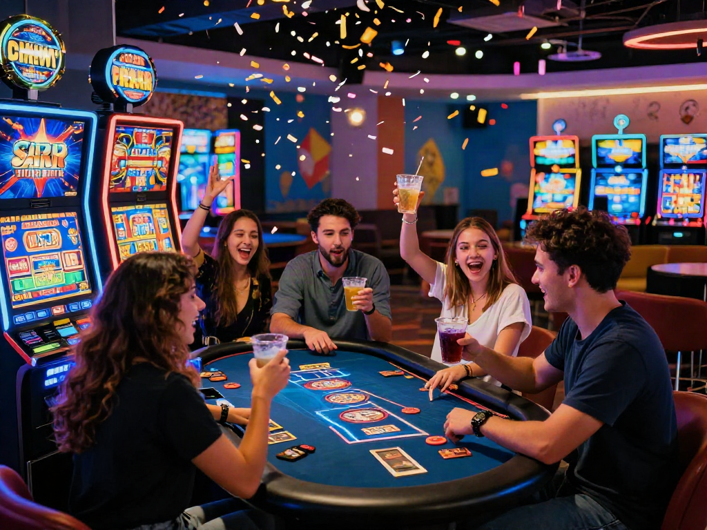 Group celebrating the slot bonus new member 100 win at an online casino