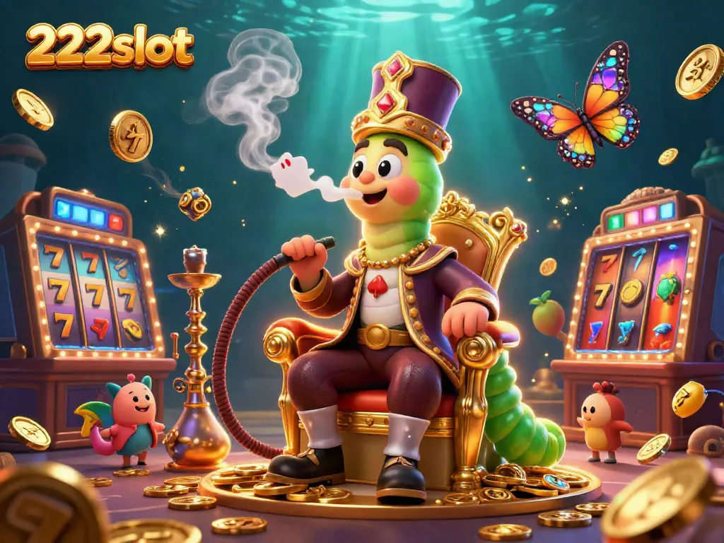 Menggandakan kemenangan dengan 222slot: ilustasi kasino yang menampilkan simbol slot yang beragam dan karakter menarik.