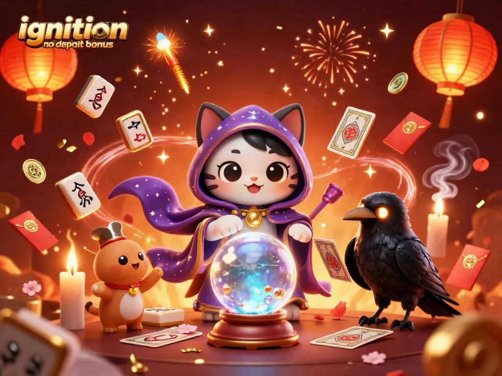 Play on ignition casino no deposit bonus scene with vibrant characters and colorful casino elements